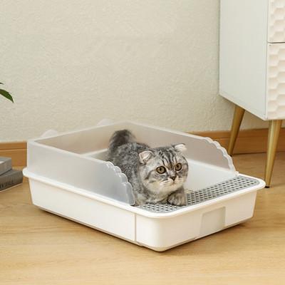 China Factory Stocked Sales Semi Closed Anti-Splash Detachable Cat Litter Box Toilet Cat Product for sale