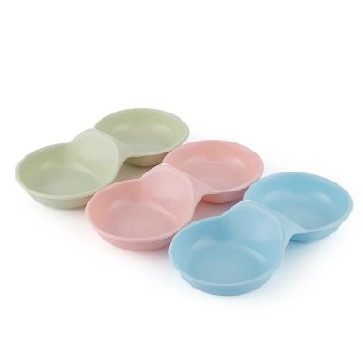 China Low Price Double Cat Bowl Double Bowl Pet Sustainable Small Size Plastic Water Food Feeding Bowls for sale