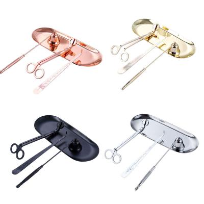 China Home Decoration 4pcs/set Flame Stainless Steel Scissors Tray Dipper Candle Hook Trimmer Sniffer Fashionable Accessory Fire Extinguisher for sale