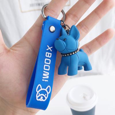 China Geometric Female Exquisite Cute Car Pendant Bag Decoration Bulldog Dog Doll Key Chain Pendant Key Chain for sale