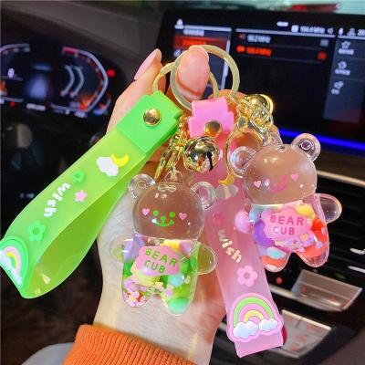 China New Fashion Key Chain Decoration Bear Bag Fashion Liquid Pendant Accessories Exquisite Liquid Bear Key Chain Hot Gifts for sale