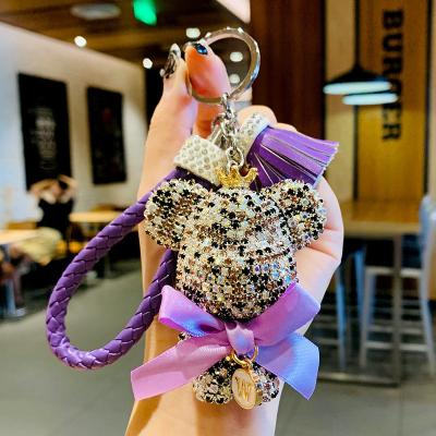 China Luxury Diamond Bear Doll Keychain Creativeviolent Decoration Cartoon Full Bear Bag Gifts Pendant Women Key Chain for sale