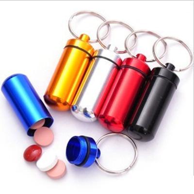 China Decoration Medicine Pill Box Mini Travel Pill Boxes Aluminum Pill Box Waterproof Portable Main Chain Pill Box Container for sale