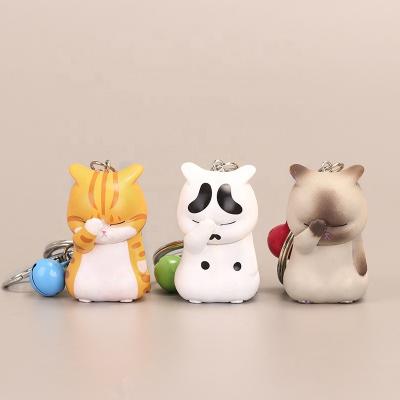 China OEM Cute Shy Fashion Animal Jewelry Women Accessories Trinket Bag Ornament Key Organizer Cat Keychains Chubby Kitten Keyring for sale