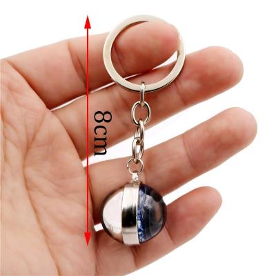 China Eco-Friendly Hedgehog In Fog Cartoon Key Chain Metal Glass Ball Double Sided Pendant Key Ring Holder For Women Men Creative Gift for sale