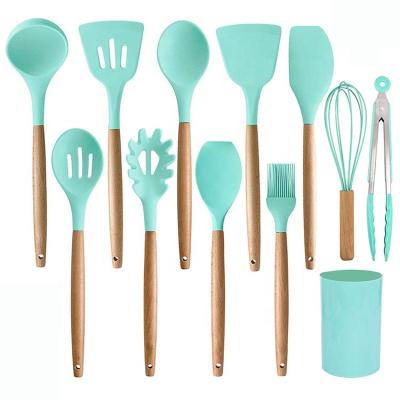 China Sustainable Safety Food Grade 11 Pcs Silicone SHINY Kitchen Utensil Sets for sale