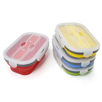 China New Arrival SHINY Silicone Lunch Boxes Folding Silicone Eco-friendly Collapsible Lunch Box Heatable for sale