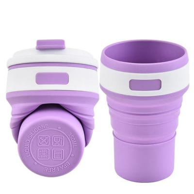 China Viable GLOSSY Silicone Coffee Leak Proof Outdoor Sport Folding Travel Mug With Lid for sale