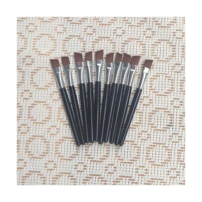 China Angular Blush Wholesale Plastic Short Handle Small Soft Eyebrow Angled Makeup Brush for sale