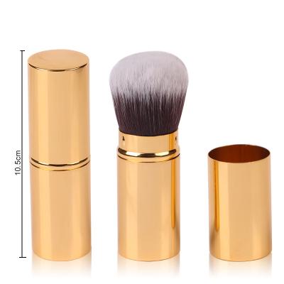 China Retractable Fan Brush Synthetic Hair Metal Kabuki Powder Makeup Brush Large for sale