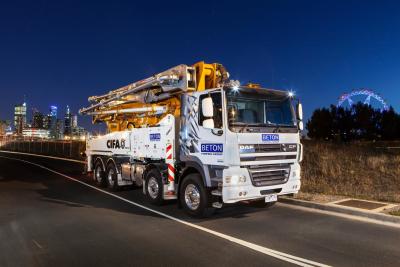 China CIFA K45H restauró el camión usado Carbotech DAF CF85 8X4 Australia RHD de la bomba concreta en venta