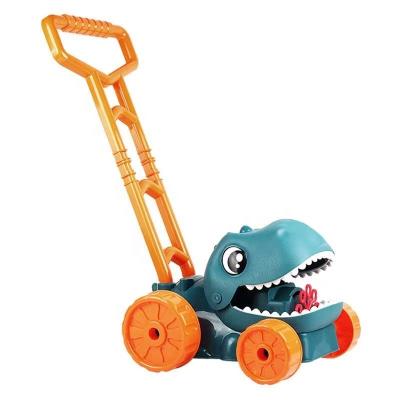 China 2022 New Style Outdoor Plastic Kids Soap Bubble Blow Toys Dinosaur Hand Push Walker Bubble Lawn Mower Toys For Children for sale