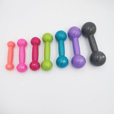 China Universal Vinyl Dip Dumbbells Round End Gym Dumbbell Set 0.5-5kg for sale