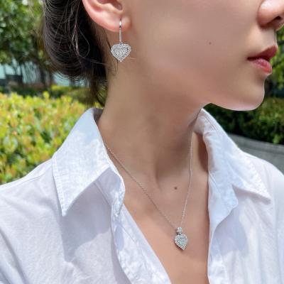 China CLASSIC Trendy Jewelry 2022 Modern Love Necklace Earrings Stud Indian Bridal Heart Pendant Dubai Wedding Costume Fashion Jewelry Sets for sale