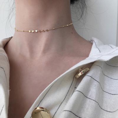 China TRENDY S925 Sterling Silver Necklaces Gold Plated Jewelry Choker Necklace For Women Dylam Jewelry for sale