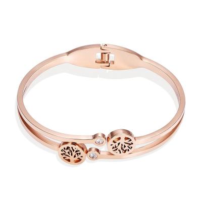 China TRENDY Stainless Steel Tree Of Life Bangle Cuff Bangle Jewelry Gift Open Dylam Jewelry for sale