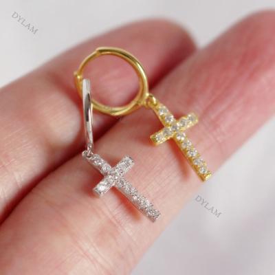 China FASHIONABLE Dylam 2021 hot sale 18k gold plated clear cross earring jewelry circle earrings for women for sale