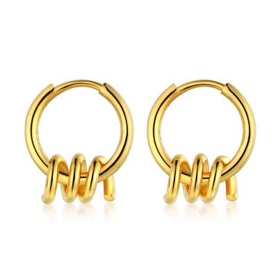 China TRENDY Dylam fashion s925 silver with pure gold plated 18k screw spin huggie dangle earrings for women for sale