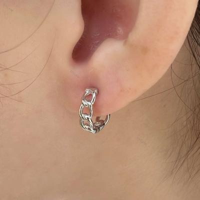 China Fashionable Wholesale Design Sterling Silver Dylam Link Circle Designer Simple Minimalist Trendy Circle Earrings for sale