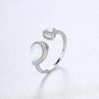 China Fashion Exquisite Ring Ocean Blue Opal Ring Dylam Jewelry Opal Open Ring Free Size Hot Selling CLASSIC for sale