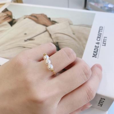 China CLASSIC Luxury Freshwater Pearl Shell Brass Gold Color Rings Open Rings Jewelry Women Dylam Copper Jewelry for sale