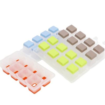 China PP+TPR Ice Cube Trays Mold Reusable Ice Cube Tray Direct Selling Square Silicone 8 Grid Ice Lattice for sale