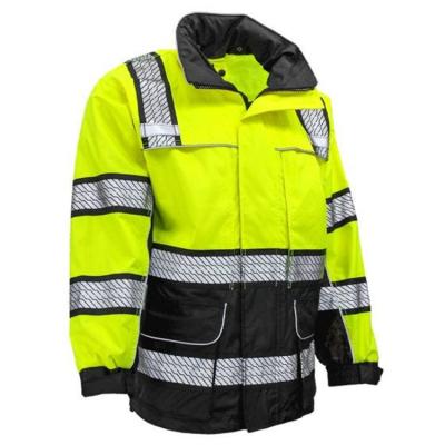 China Custom Water Proof Mens Cargo Jacket Hi Strength Workwear Jacket Reflective Tape Safty Coat for sale