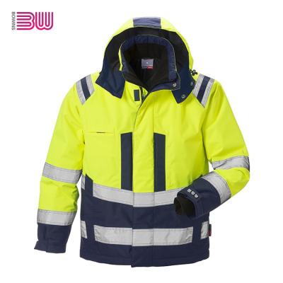 China Water Proof Customized Workwear Two Tone Quality Reflective Safety Work Hi Vis Jacket for sale