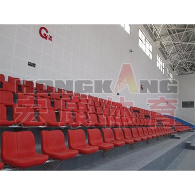 China Hongkang Wooden Stadium Dish Bleacher Lane Telescopic Operation System With Front Folding Seat HKCG-KTY-C2 For Sale for sale