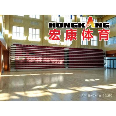 China Hongkang Wooden Cheap Price Flat Telescopic Bleachers With Front Folded Stadium Seat Stadium Chair HKCG-KTY-C2 For Sale for sale