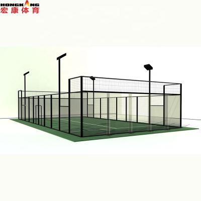 China Panoramic Hongkang 12mm tempered glass padel tennis sports court Steel+tempered glass clear padel tennis court fence/new design for sale