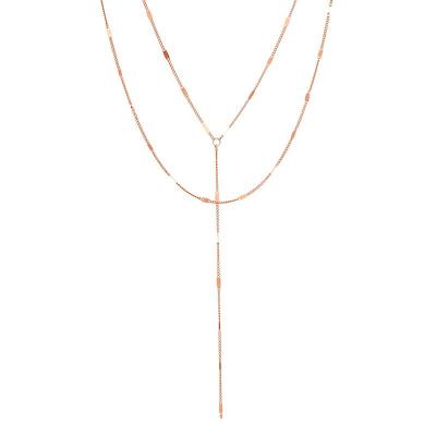 China Fashion Trendy Ultra Thin Double Chain Necklace High Quality 14k Gold Plated Stainless Steel Necklace For Women for sale