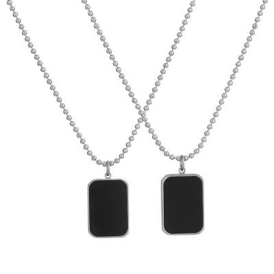 China South Korea Fashion Casual / Sporty Simple Rectangle Shaped Inlay Black Clavicle Gemstone Pendant Necklace for sale