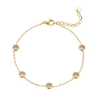 China 2022 TRENDY New Trendy Fashion Jewelry Gold Filled Stainless Steel Bracelet 5A Zircon Inlay Anklet For Woman for sale