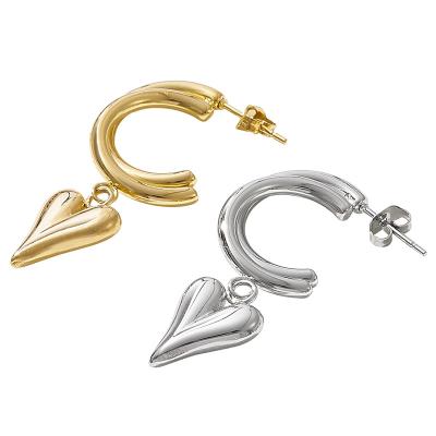 China CLASSIC factory direct sale 18k gold plated circle earrings heart stainless steel women'gold middle earring for party for sale