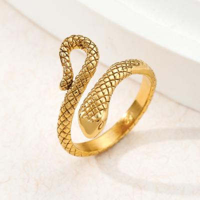 China Casual/Sporty European and American Minimalist Gold Plated Stainless Steel Exaggerated Surrounding Snake Ring for sale