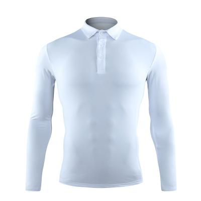 China Anti-Wrinkle Tights Mens Sports Running Lapel Polo Shirt Stretch Quick-Drying Workout Long Sleeve Clothes for sale