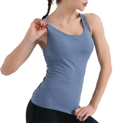 China High quality QUICK DRY women solid custom breathable sports vest yoga tops with built in bra for sale