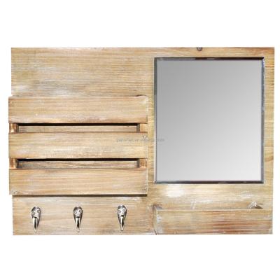 China Sustainable Hot Selling Solid Wood Wall Mounted Ad And Mirror , Multifunctional Entryway Organizer for sale