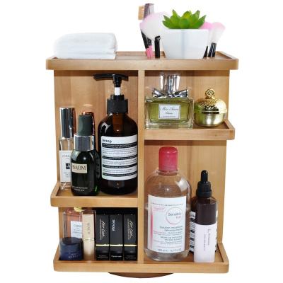 China Solid Wood Rotating Organizer Multi-Function Storage Caddy 360 Degree Rotation 360 Degree Cosmetic Organizer for sale