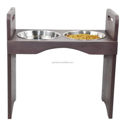 China Sustainable Pet Dining Station Food Water Bowl Cat And Dog Feeder Dog Bowl With Height Adjustable Stand for sale