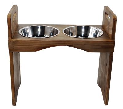 China Hot Selling Sustainable Stainless Steel Cat and Dog Bowl, Wooden Pet Table Food and Water Bowls, Height Adjustable Cat and Dog Feeder for sale