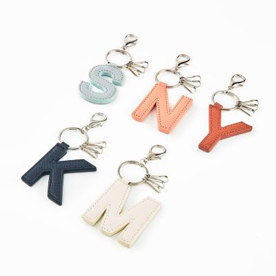 China Custom Leather Customizable Letter Solid Color Design Minimalism Key Chain PU Leather for sale