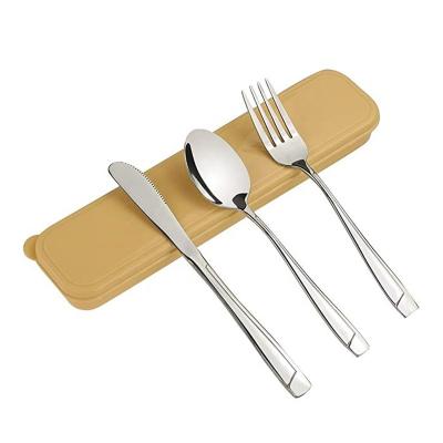 China Sustainable Hot Sale Portable Stainless Steel Travel Cutlery Camping Set for sale