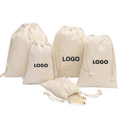 China Folding Custom Organic Muslin Calico Canvas String Bag Cotton Small Drawstring Bags for sale