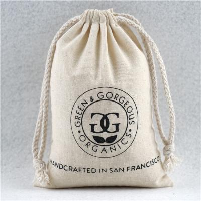 China High Quality Calico Cotton Drawstring Muslin Folding Bags With Logo Printed for sale