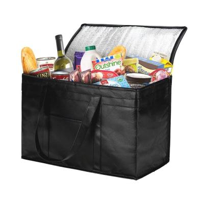 China Waterproof promotional cheap non woven custom food delivery gel black cooler bags for sale