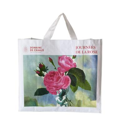 China Cheap price custom logo eco handled laminated recycled pp woven shopping bags for sale