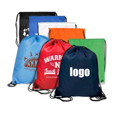 China Factory Promotional Custom Logo Sports Polyester Drawstring Bag Printing Suction String Bag Reusable for sale