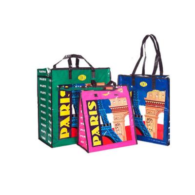 China Customized Handled Full Color Printing Recycled Eco Friendly PP Woven Zipper Bag for sale